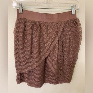 Pre-owned J. Crew size 0 mocha colored sarong style mini skirt